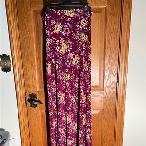 Floral Maxi Skirt in Burgundy